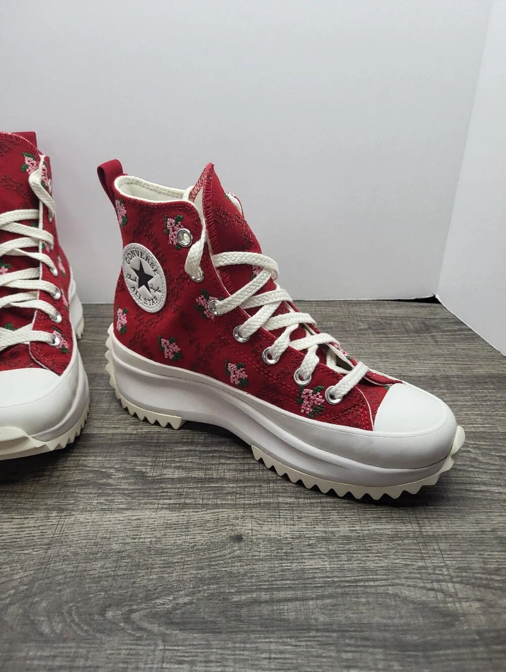 CONVERSE Run Star Hike Hi Platform Rose Cross Stitch Women Sz 7.5 Shoes Sneaker - Picture 3 of 8